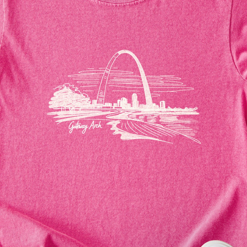 Gateway Arch Line Drawing Kids Cotton T-Shirt