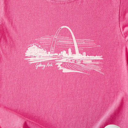 Gateway Arch Line Drawing Kids Cotton T-Shirt