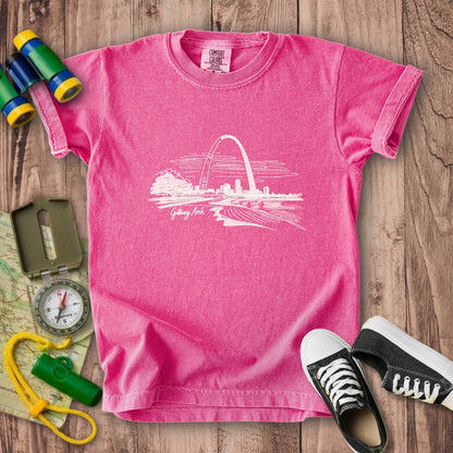 Gateway Arch Line Drawing Kids Cotton T-Shirt