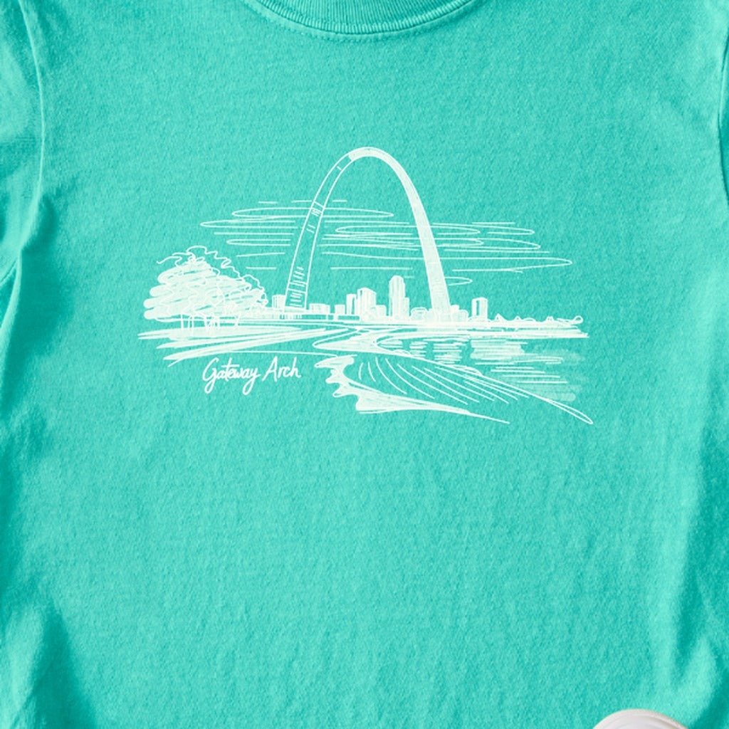 Gateway Arch Line Drawing Kids Cotton T-Shirt