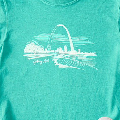 Gateway Arch Line Drawing Kids Cotton T-Shirt