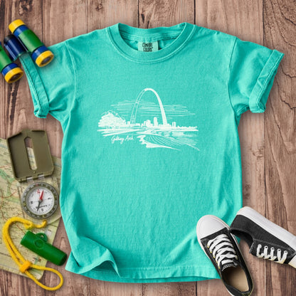 Gateway Arch Line Drawing Kids Cotton T-Shirt