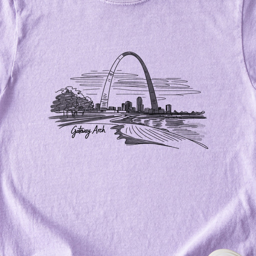 Gateway Arch Line Drawing Kids Cotton T-Shirt