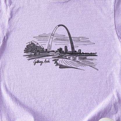 Gateway Arch Line Drawing Kids Cotton T-Shirt