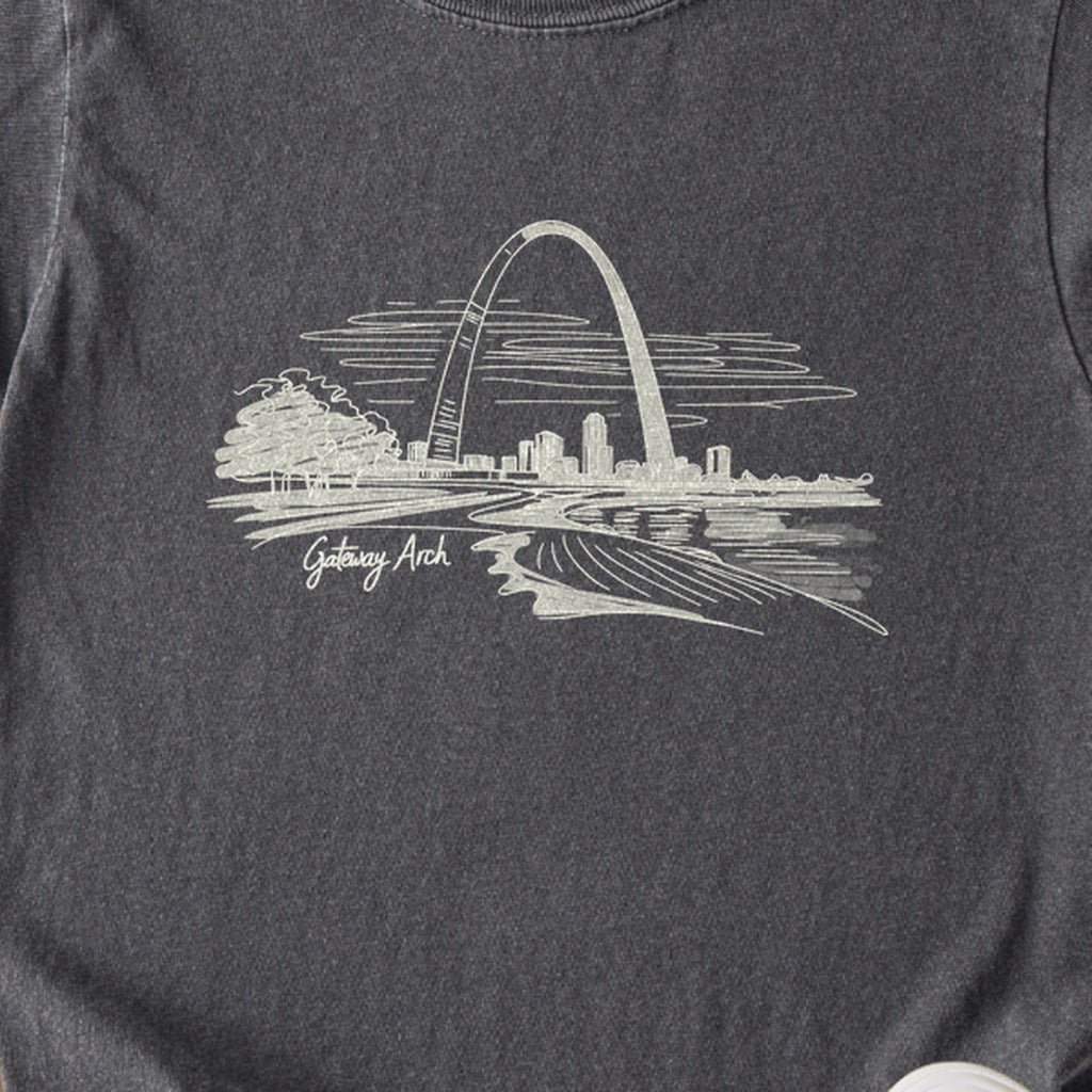 Gateway Arch Line Drawing Kids Cotton T-Shirt