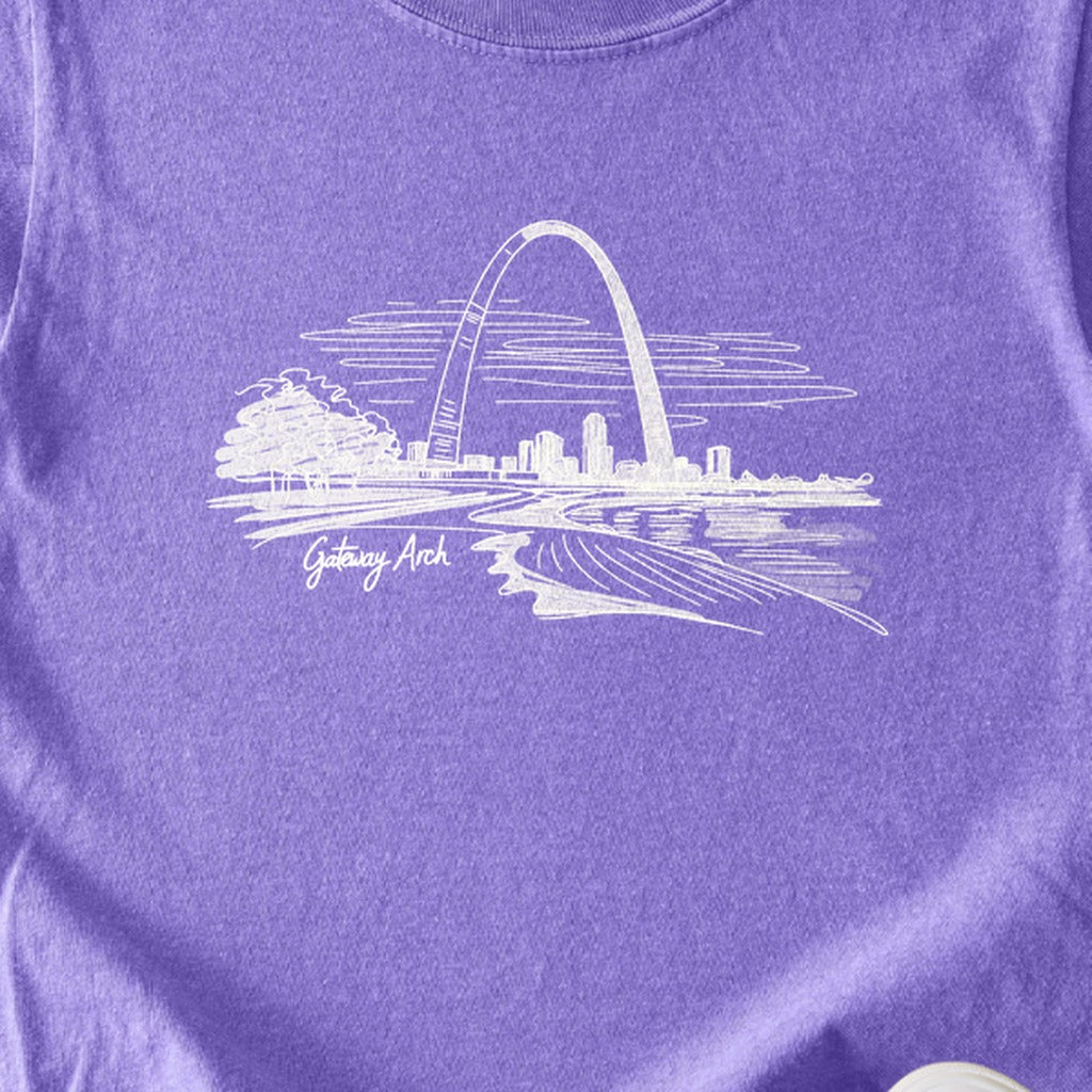 Gateway Arch Line Drawing Kids Cotton T-Shirt