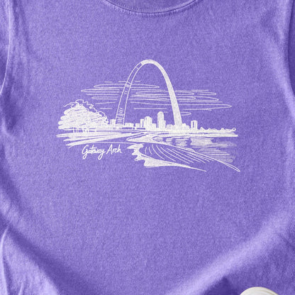 Gateway Arch Line Drawing Kids Cotton T-Shirt