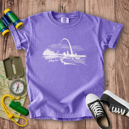Gateway Arch Line Drawing Kids Cotton T-Shirt