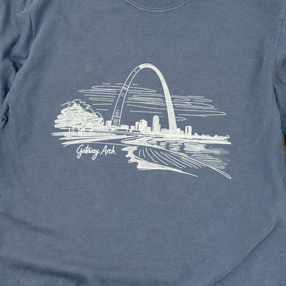 Gateway Arch Line Drawing Cotton Long Sleeve