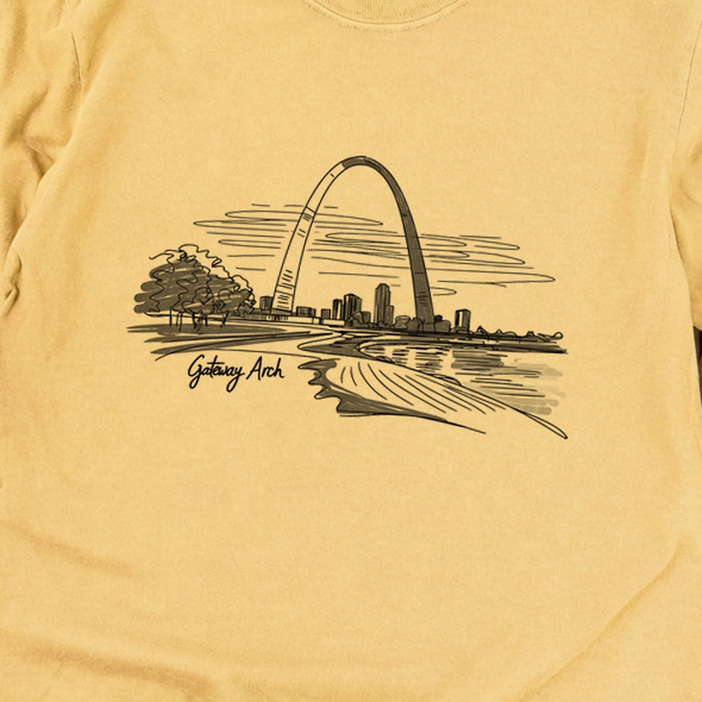 Gateway Arch Line Drawing Cotton Long Sleeve