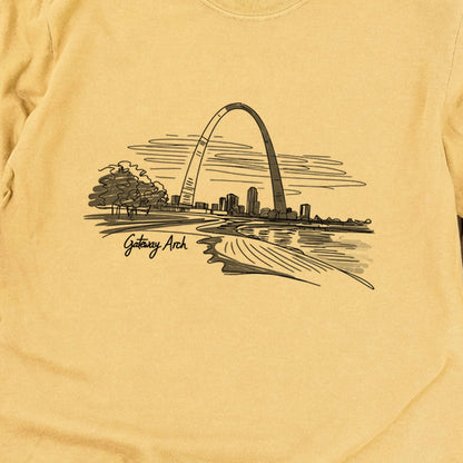 Gateway Arch Line Drawing Cotton Long Sleeve