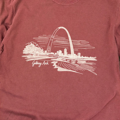 Gateway Arch Line Drawing Cotton Long Sleeve