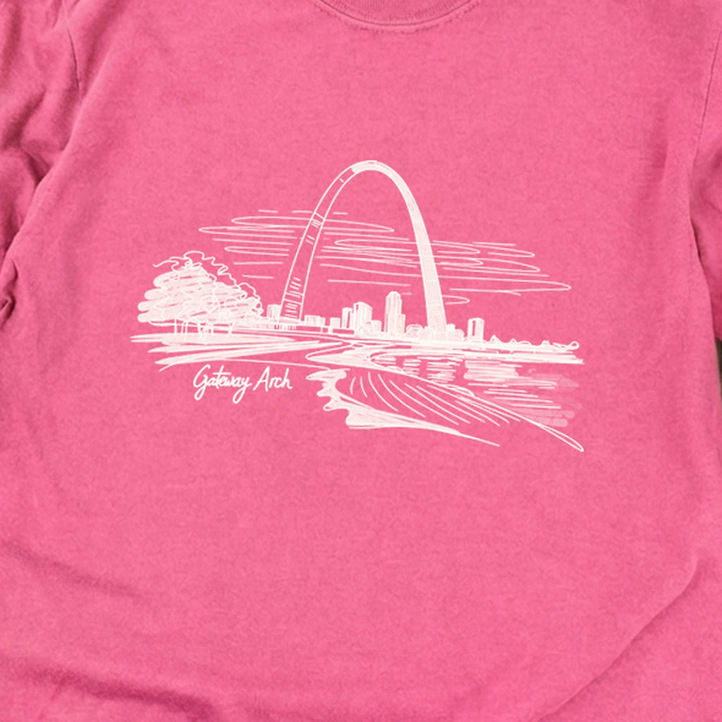 Gateway Arch Line Drawing Cotton Long Sleeve