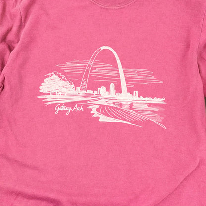 Gateway Arch Line Drawing Cotton Long Sleeve