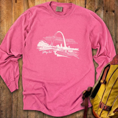 Gateway Arch Line Drawing Cotton Long Sleeve