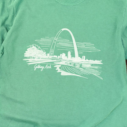 Gateway Arch Line Drawing Cotton Long Sleeve
