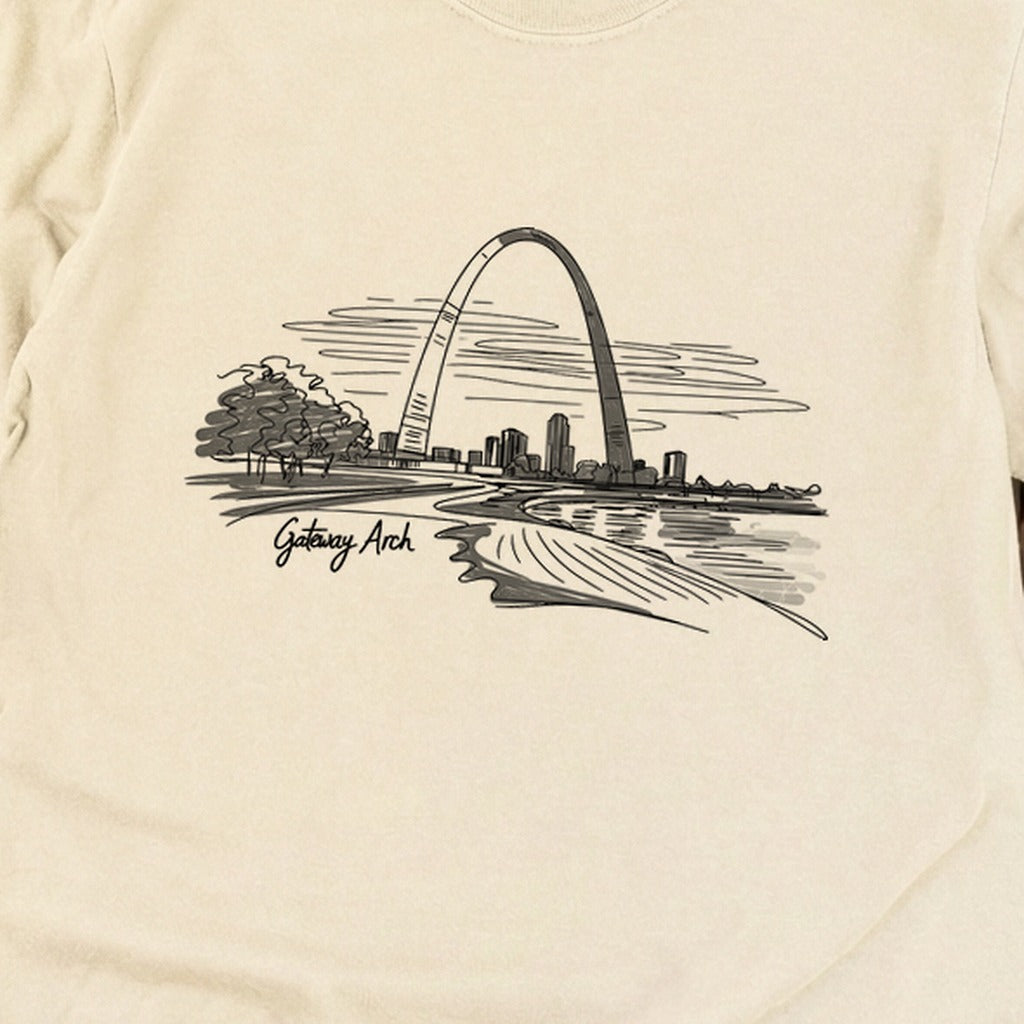 Gateway Arch Line Drawing Cotton Long Sleeve
