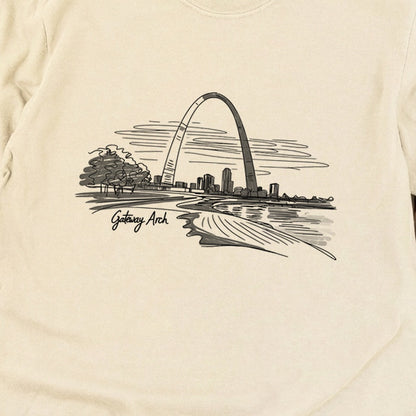 Gateway Arch Line Drawing Cotton Long Sleeve