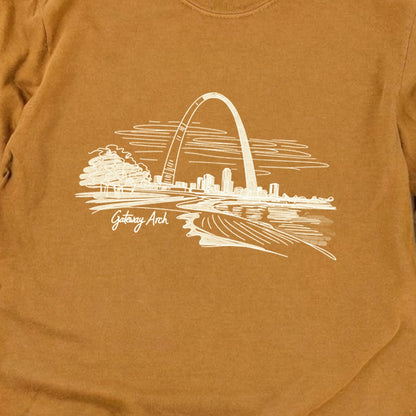 Gateway Arch Line Drawing Cotton Long Sleeve