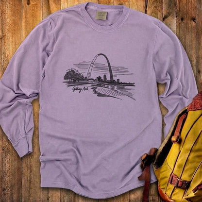Gateway Arch Line Drawing Cotton Long Sleeve
