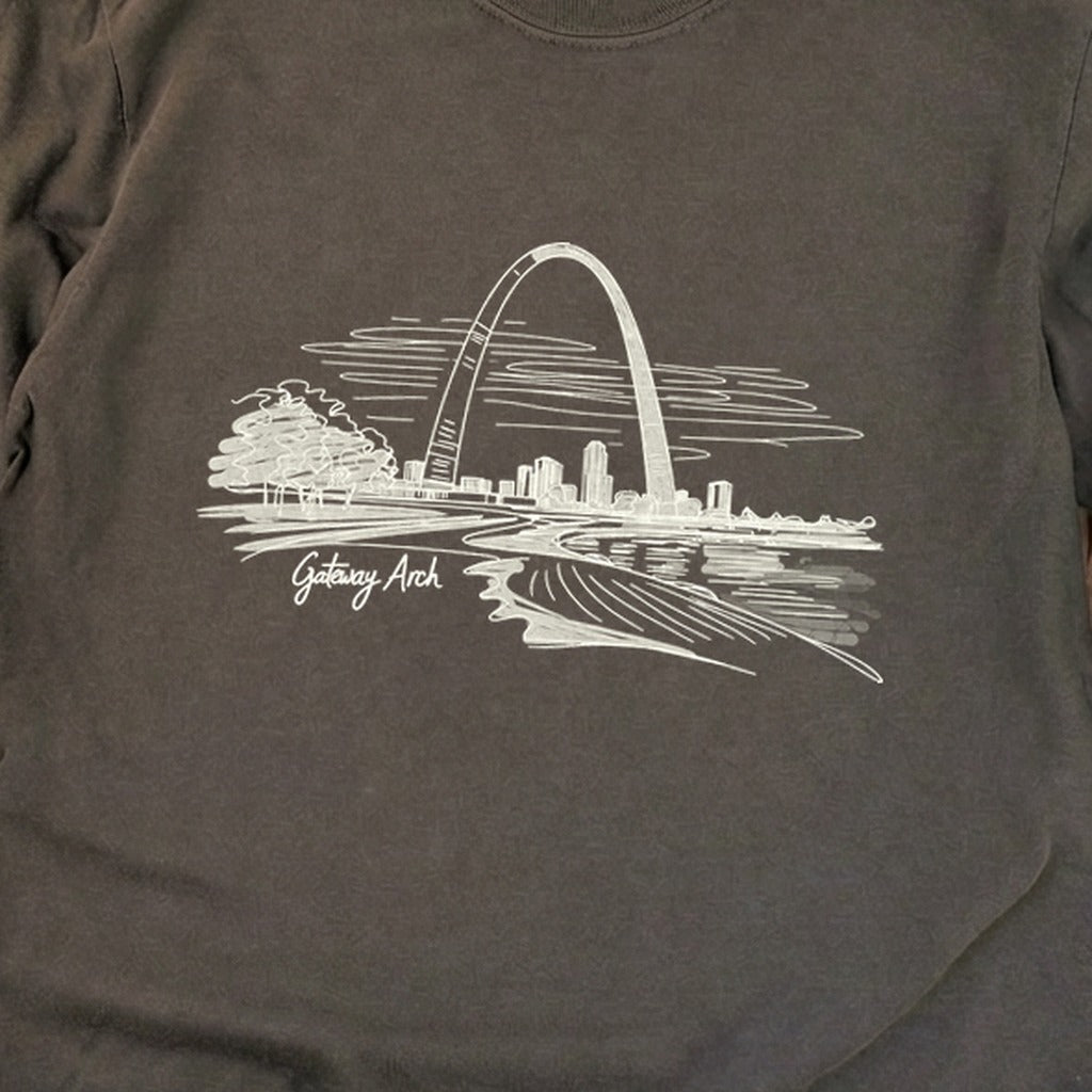 Gateway Arch Line Drawing Cotton Long Sleeve