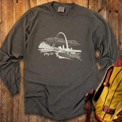 Gateway Arch Line Drawing Cotton Long Sleeve