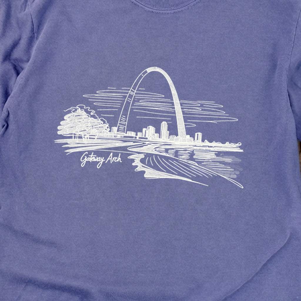 Gateway Arch Line Drawing Cotton Long Sleeve