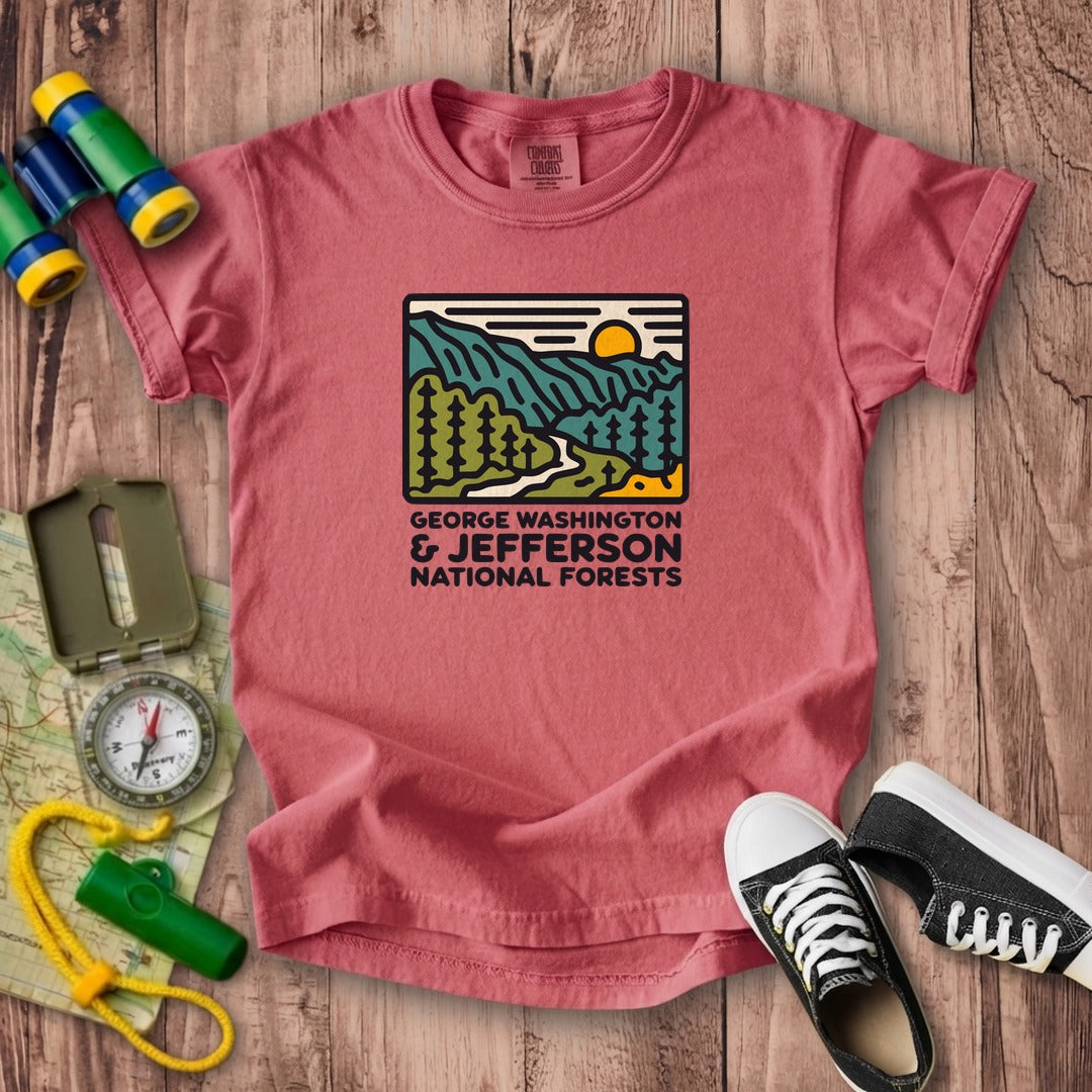 George Washington and Jefferson National Forests Kids Cotton T-Shirt