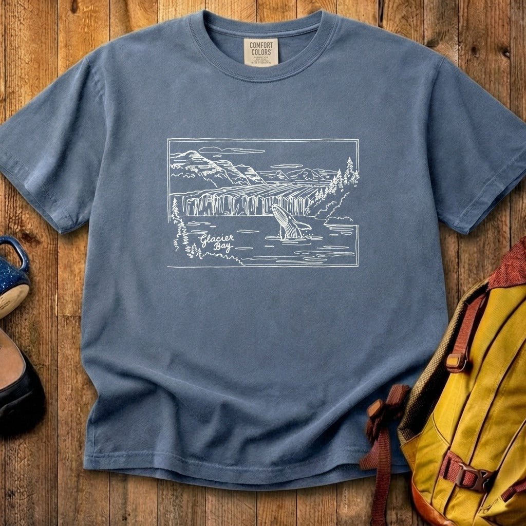 Glacier Bay Line Drawing Cotton T-Shirt
