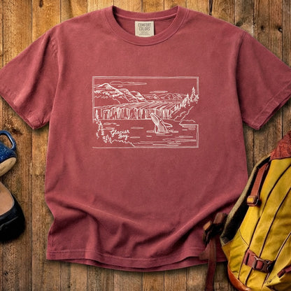 Glacier Bay Line Drawing Cotton T-Shirt