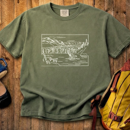 Glacier Bay Line Drawing Cotton T-Shirt