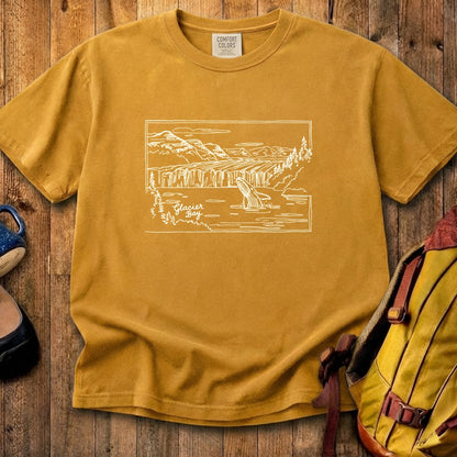 Glacier Bay Line Drawing Cotton T-Shirt