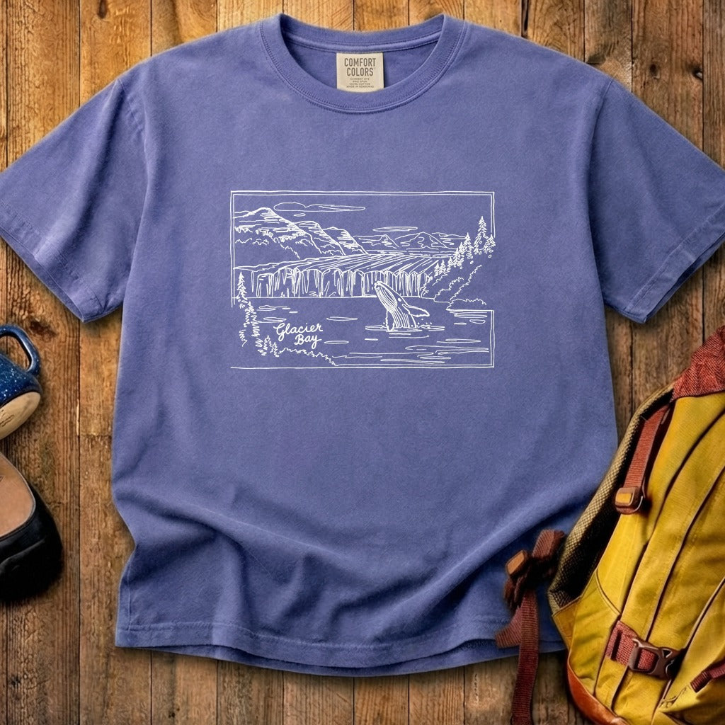 Glacier Bay Line Drawing Cotton T-Shirt