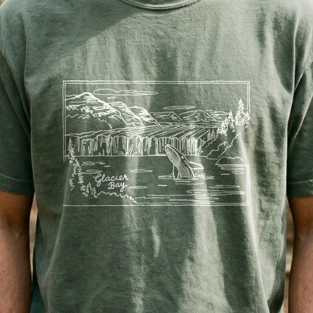 Glacier Bay Line Drawing Cotton T-Shirt