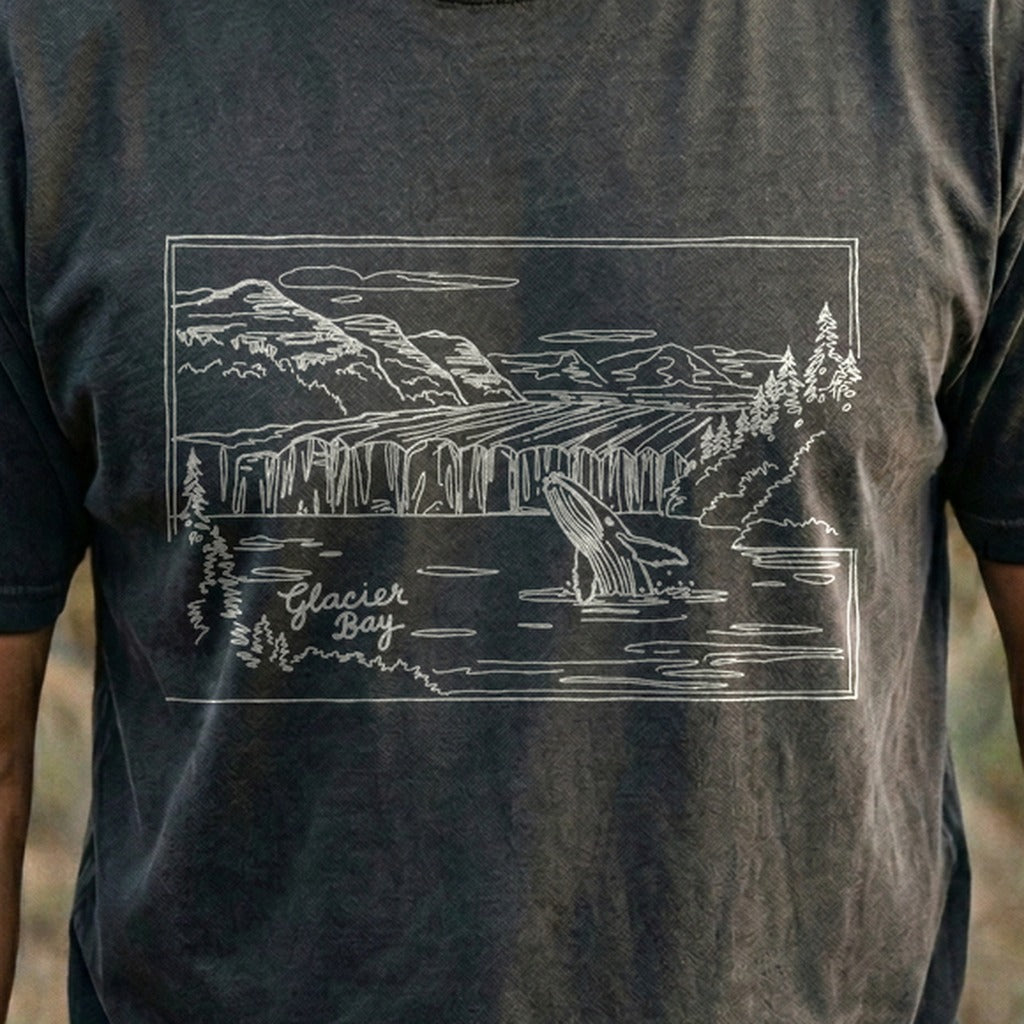 Glacier Bay Line Drawing Cotton T-Shirt