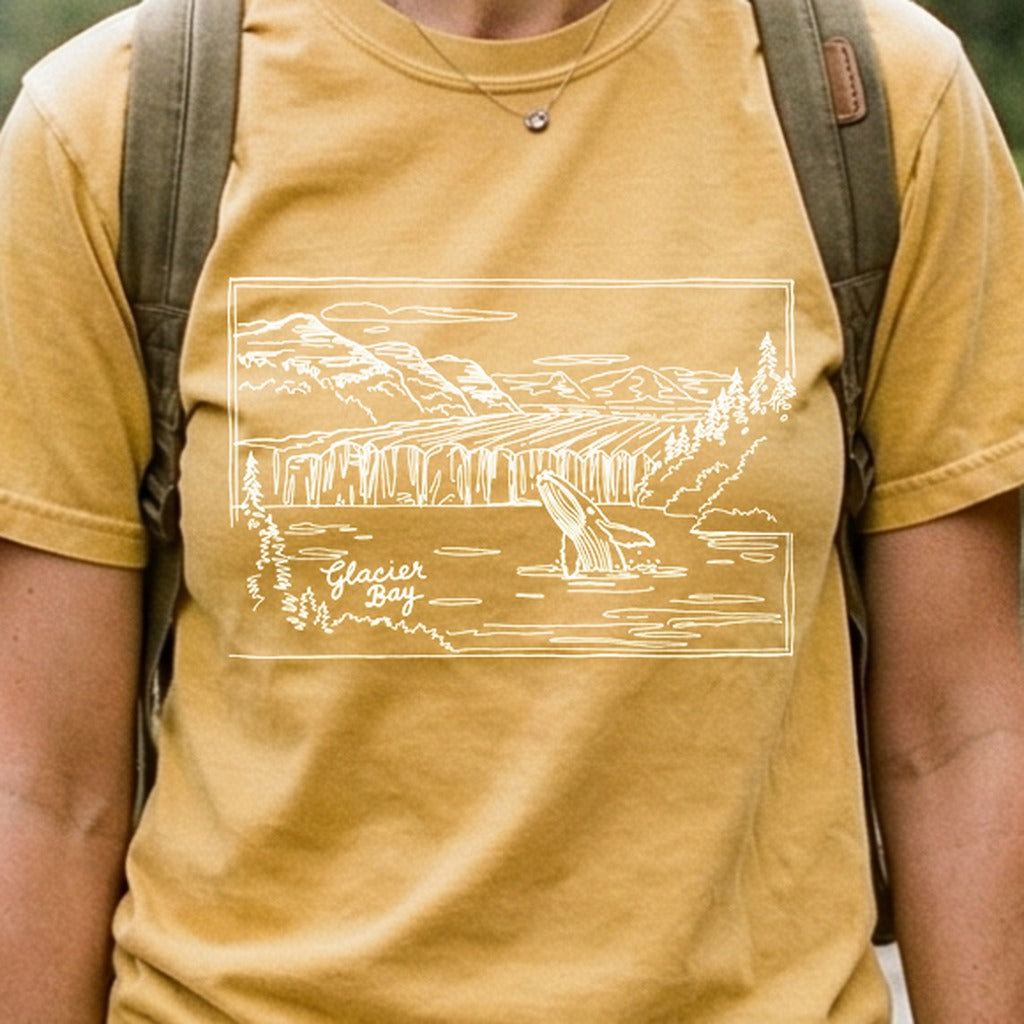 Glacier Bay Line Drawing Cotton T-Shirt