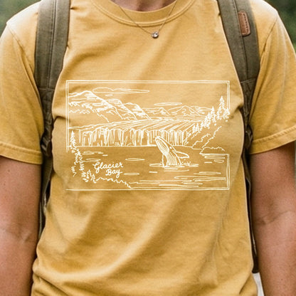 Glacier Bay Line Drawing Cotton T-Shirt
