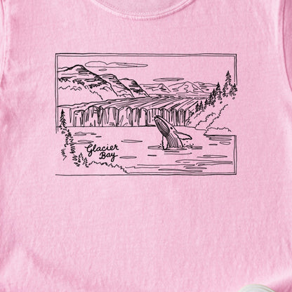 Glacier Bay Line Drawing Kids Cotton T-Shirt