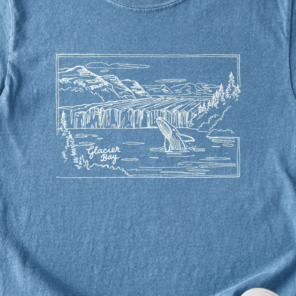 Glacier Bay Line Drawing Kids Cotton T-Shirt