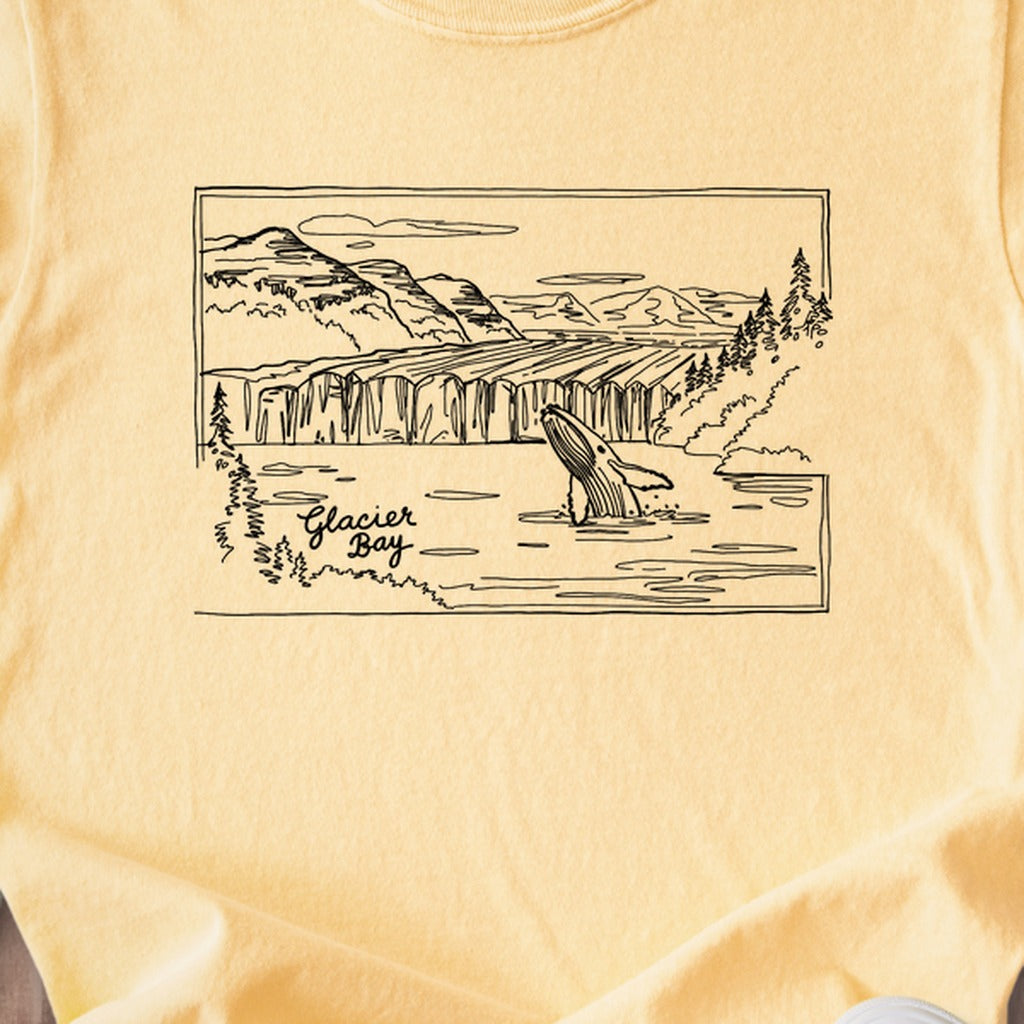 Glacier Bay Line Drawing Kids Cotton T-Shirt