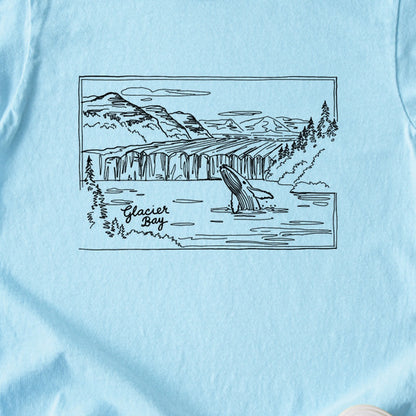 Glacier Bay Line Drawing Kids Cotton T-Shirt