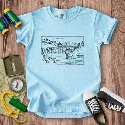 Glacier Bay Line Drawing Kids Cotton T-Shirt