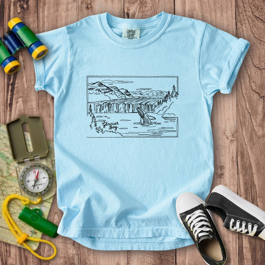 Glacier Bay Line Drawing Kids Cotton T-Shirt