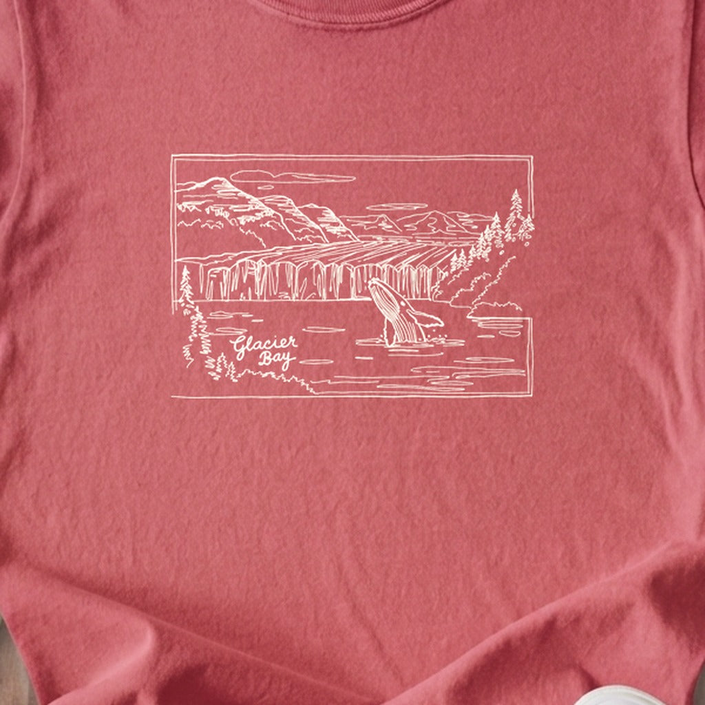 Glacier Bay Line Drawing Kids Cotton T-Shirt