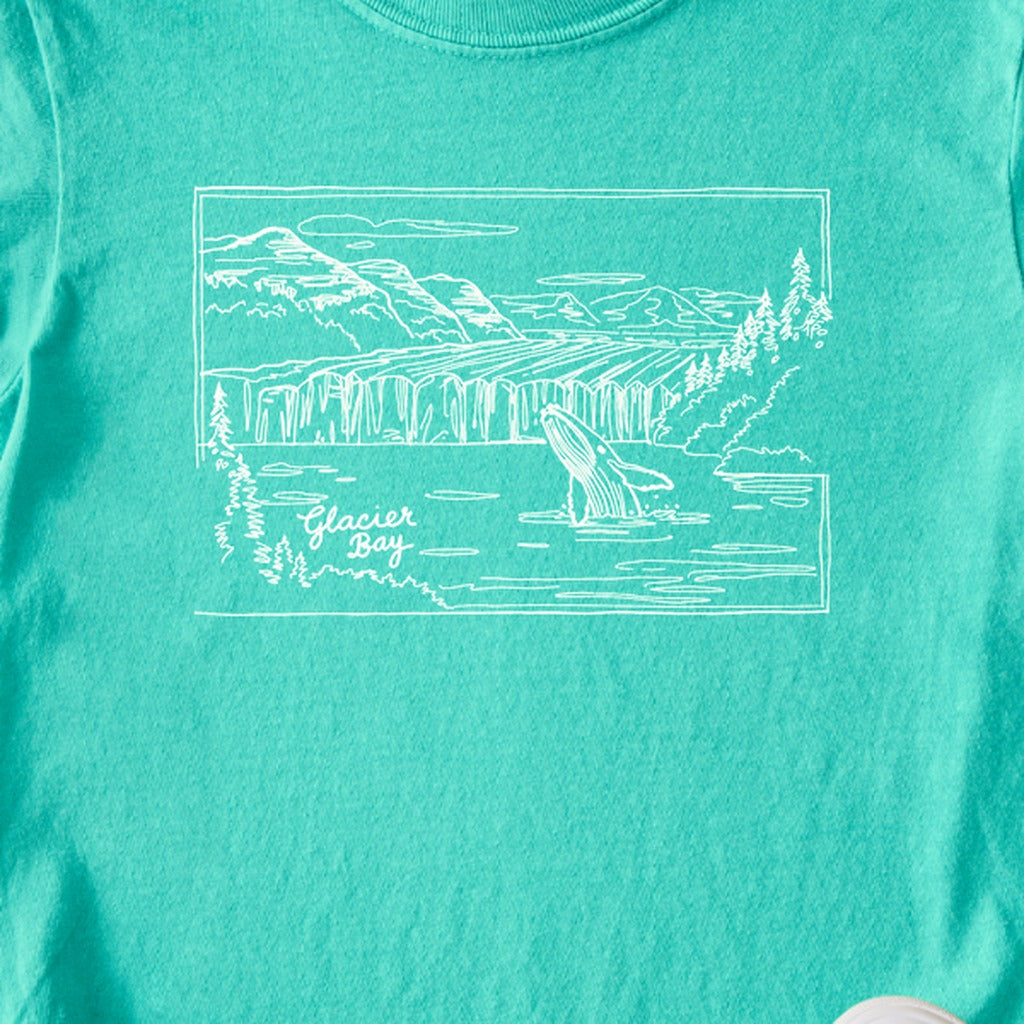 Glacier Bay Line Drawing Kids Cotton T-Shirt