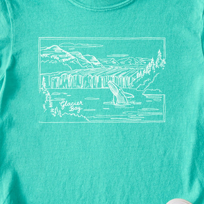 Glacier Bay Line Drawing Kids Cotton T-Shirt