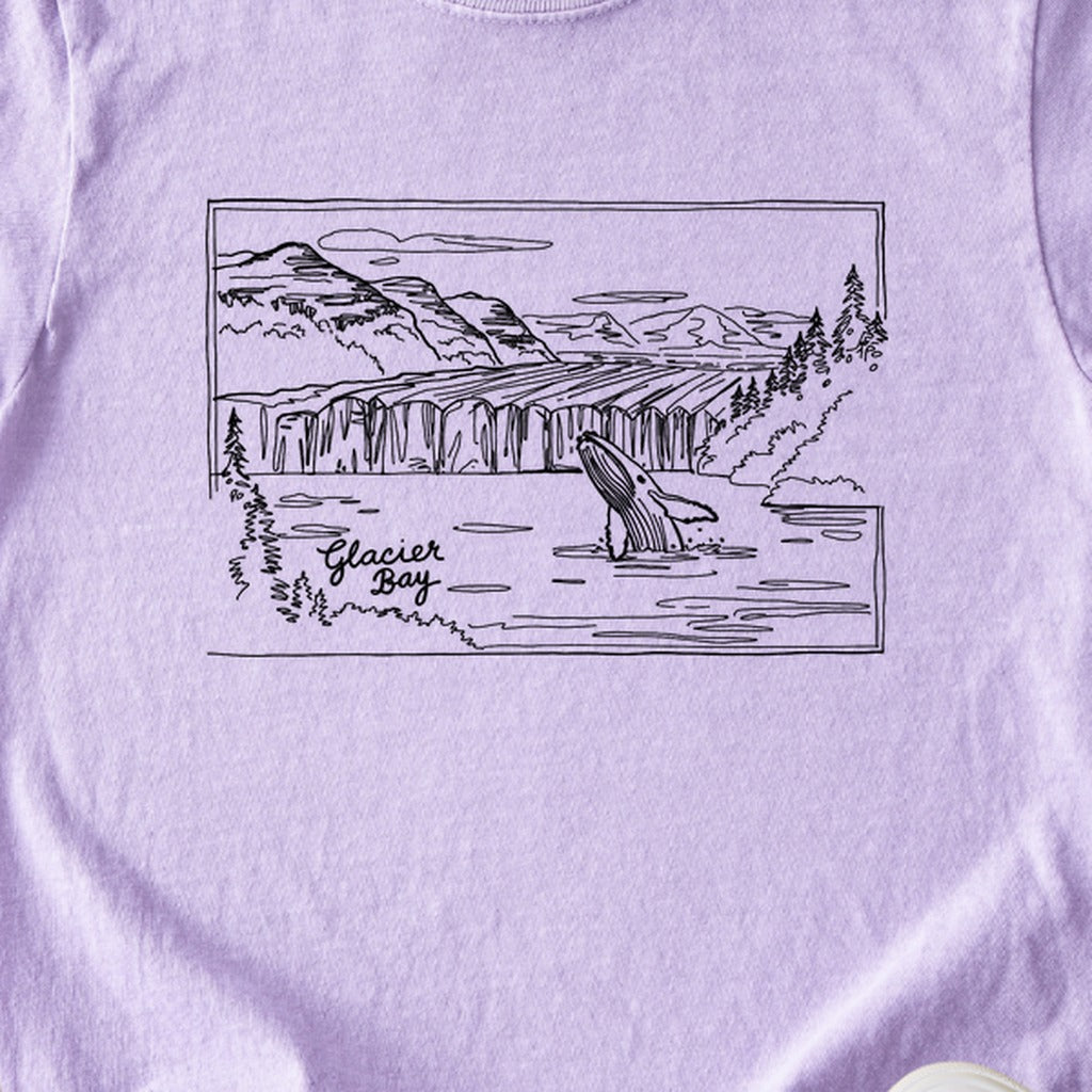 Glacier Bay Line Drawing Kids Cotton T-Shirt