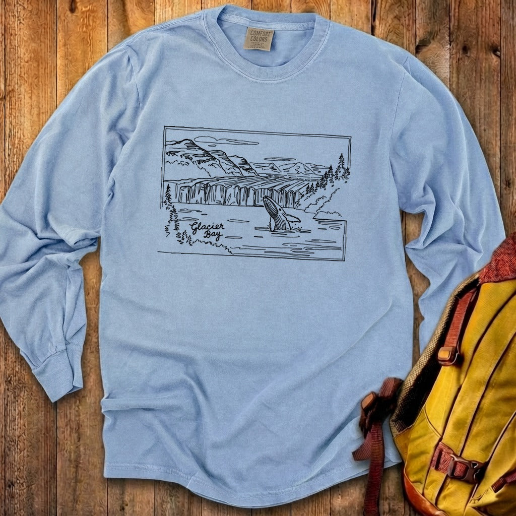 Glacier Bay Line Drawing Cotton Long Sleeve