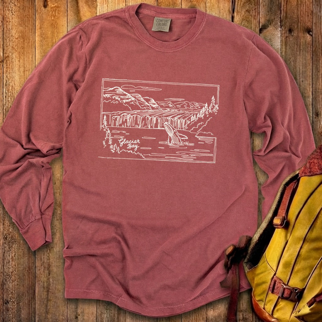 Glacier Bay Line Drawing Cotton Long Sleeve