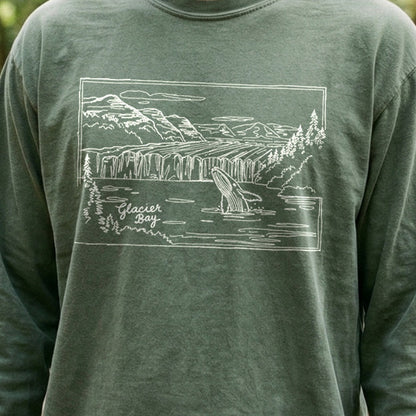 Glacier Bay Line Drawing Cotton Long Sleeve